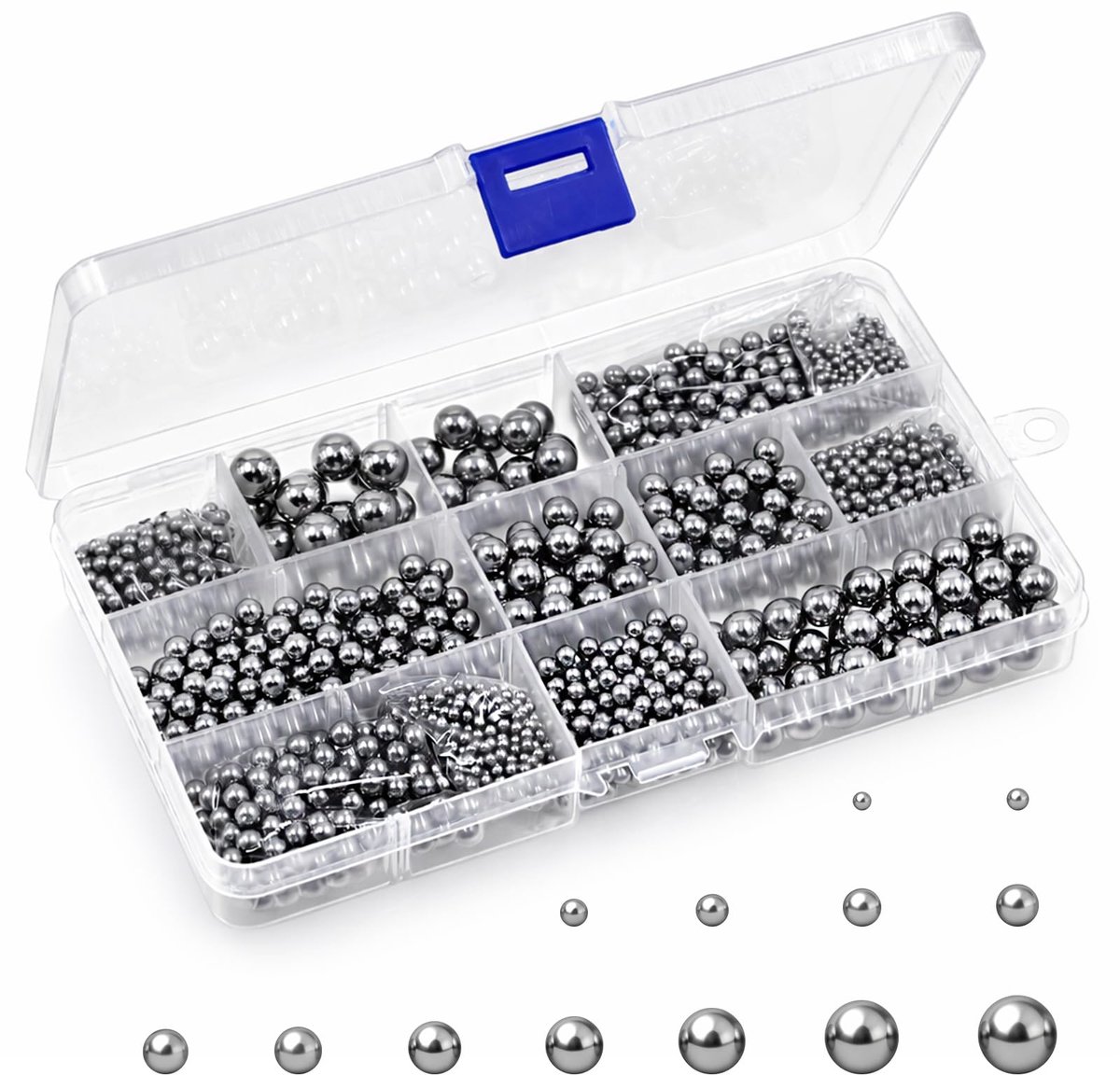 Ball, 2010 stuks stalen ballen, 13 maten, 2 mm, 2,5 mm, 3 mm, 3,5 mm, 4 mm, 4,5 mm, 5 mm, 5,5 mm, 6 mm, 7 mm, 8 mm, 9 mm, 10 mm, metrische kogellagers, metalen ballen, lagerstaal