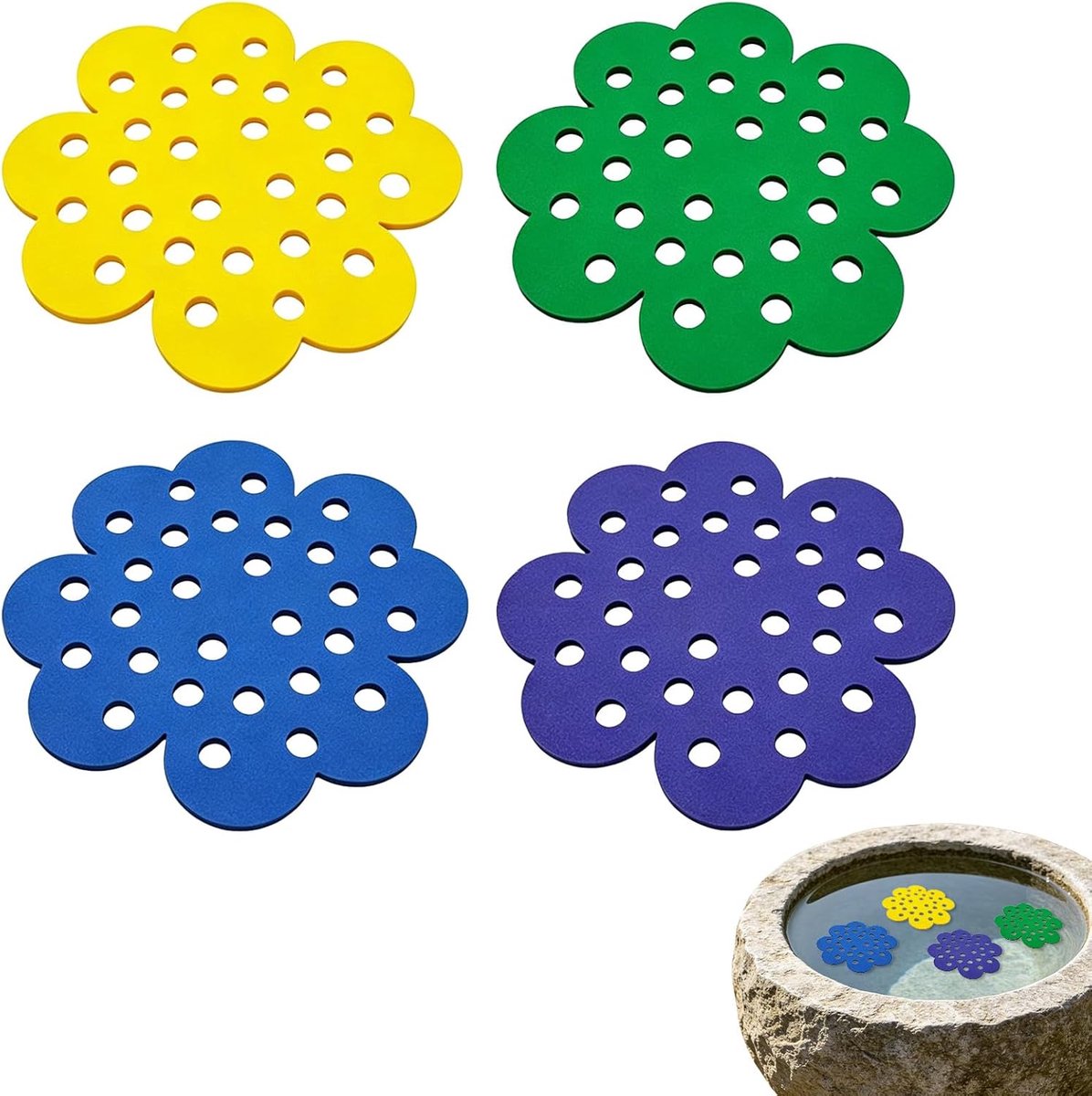 4 Stuks Insectendrinkplaats met Drijvend Eiland en Landingsplatform, Waterplaats voor Tuin Geschikt voor Bijen Vlinders Hommels en Wespen