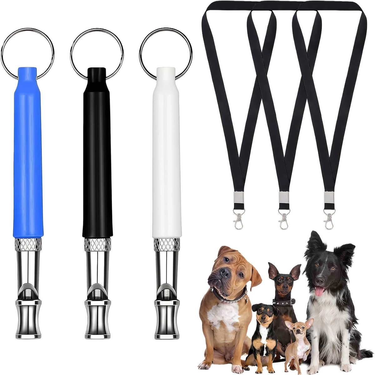 3 stuks hondenfluitje, hondenfluitje terugroepen, hoogfrequent geruisloos, opvoedingshulp voor honden, train je hond met een sleutelhanger, trainingsfluitje