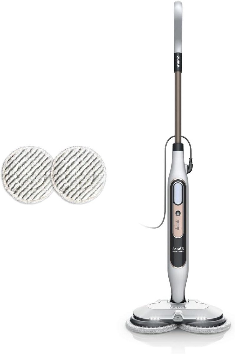 Stoomreiniger Vloer - Schrobzuiger - Grondige Reiniging - Twee Roterende Pads - 8m Snoer - Wit/Grijs