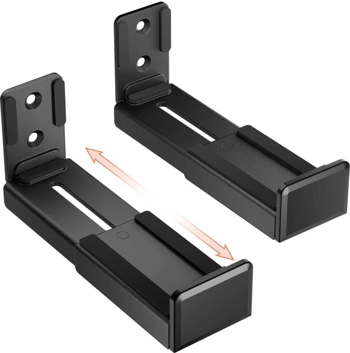SnelShoppen - Universele Soundbar Wandmontage met Dubbele Wandmontagebeugels voor de meeste Soundbars tot 15 kg, Diepte Verstelbaar 3,5"-6,1", Zwart