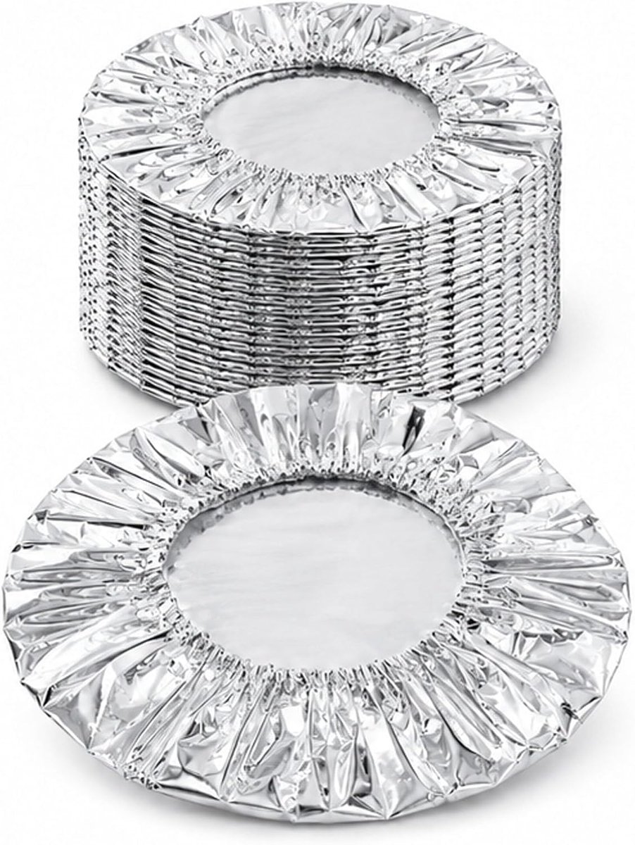 50 Stuks- Aluminium Afdekfolie Hoesjes-Aluminiumfolie Voedselhoes-Herbruikbare-Afdekhoesjes voor eten-Voedselkap-Voedselafdekking- Vliegenkap -Voor restjes, maaltijdvoorbereiding, feestjes, picknicks en keukenopslag-Bescherm je eten
