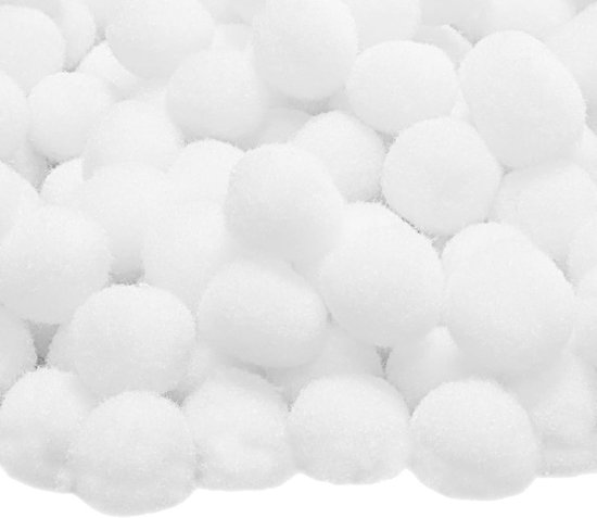 C60468 - 100 pompons Ø 13 mm - kleur wit - van textiel - slingers om zelf vorm te geven voor hobby-korte decoratie naaien kleding borduurwerk — afbeelding 3