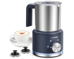 Elektrische Melkopschuimer - Melkopschuimer Inductie - Warme Dranken Maken - 4-in-1 Functies - 500 ml - Blauw en Zilver