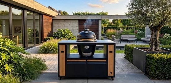 LUXE BUITENKEUKEN GRILLNEST - 4 LADES - INCL. MONOLITH KAMADO GRILL - W155 x D60 x H99 CM - STAINLESS STEEL - COMPLEET van Luxe — afbeelding 3