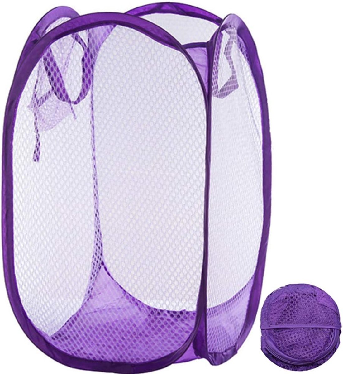 Mesh Popup Wasmand Opvouwbare Wasmand Draagbare Vuile Kleding Mand Opvouwbare Vuile Kleding Mand voor Slaapzaal voor Slaapzaal en Reizen (Paars)