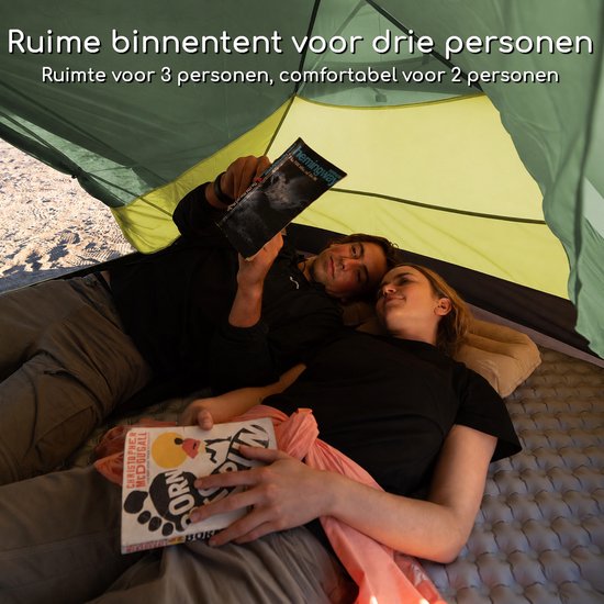 Naturehike Mongar 3 BASE - 210T Polyester - 3 persoons tent - Lichtgewicht tent - Incl. grondzeil - Outdoor - Waterdicht - Kampeertent - koepeltent - Trekkerstent - Groen van Naturehike — afbeelding 4
