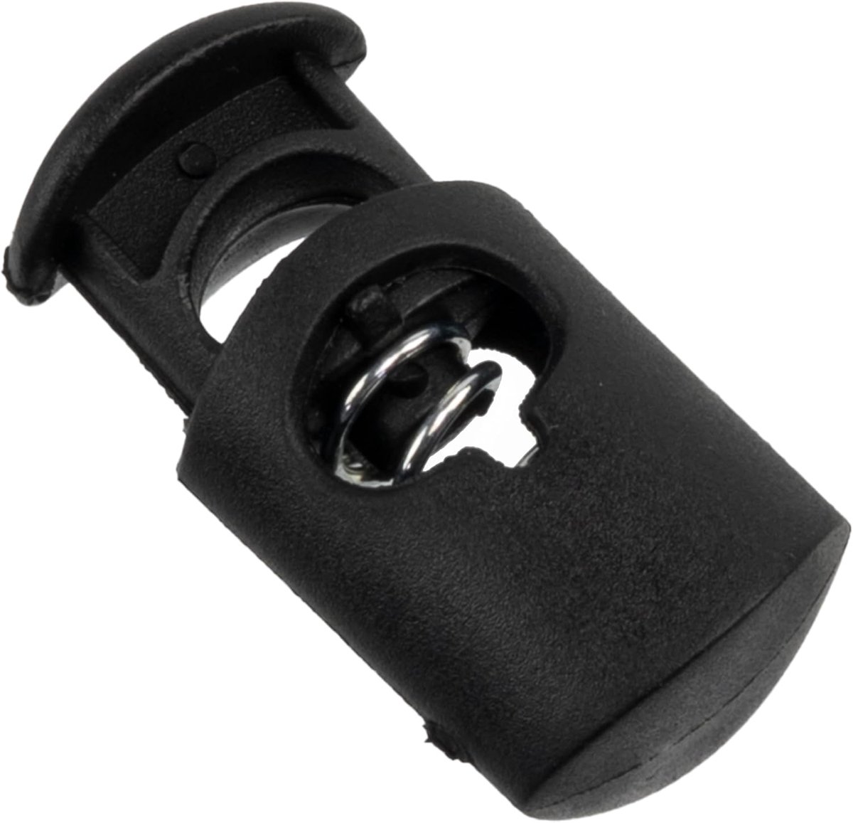 - Set van 14 veerklemmen 14 mm met 1 gat - opening 5 mm - van plastic - kleur zwart - aanpassing veter kleding accessoires
