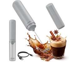 Melkopschuimer Elektrisch - Handmatige Melkschuimer - Koffie Maken - Romig Schuim - 177 Gram - Grijs