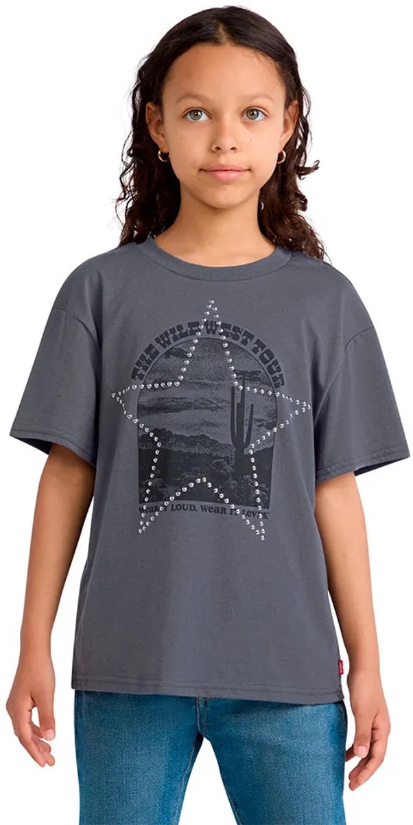 Levi´s ® Kids Wild West T-shirt Met Korte Mouwen Grijs 10 Years Meisje