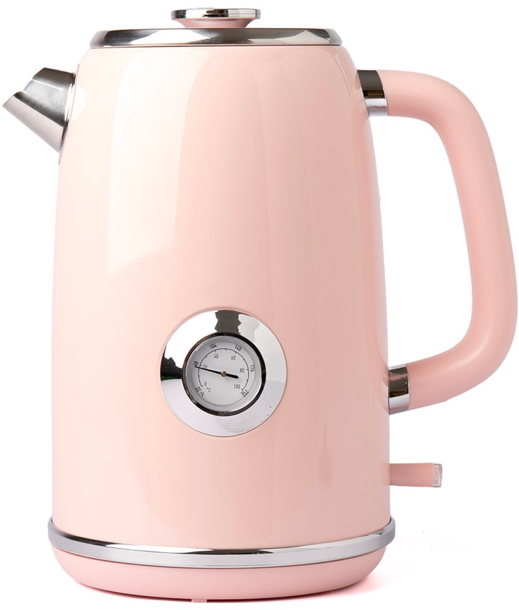 ECTEATOY® Waterkoker - Capacité 1,7 L - Analoge Thermometer - 2200W - Ronddraaiende Basis 360° - RVS - Rose