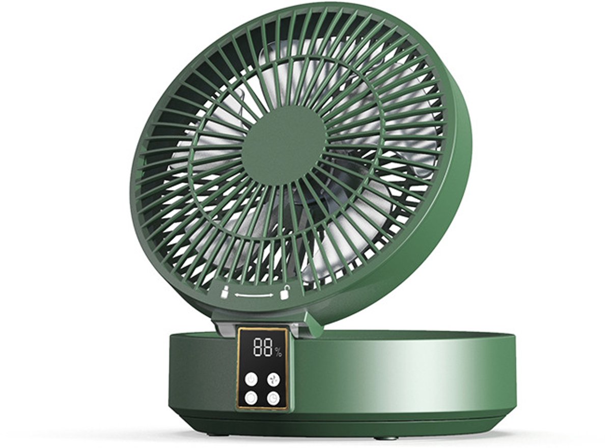 Opvouwbare ventilator: Inclusief nachtlampje en afstandsbediening, 3 stille ventilatorsnelheden, geschikt voor wandmontage of plaatsing op een bureau, ideaal voor slaapkamers, woonkamers en keukens (wit).