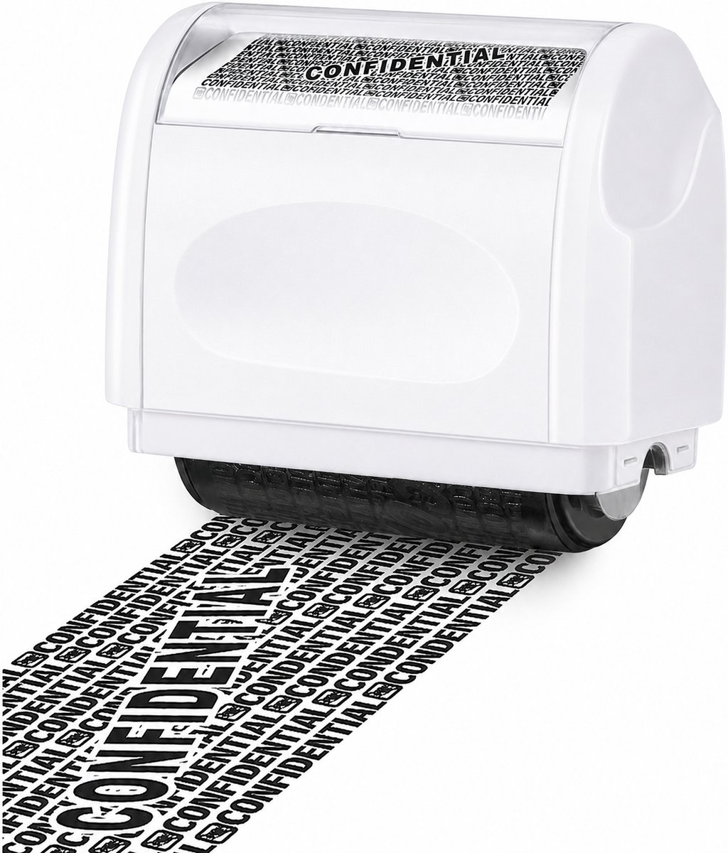 BOTC Privacy Roller Stempel - Identiteitsbescherming voor Adressen & Persoonsgegevens - Adresstempel voor Documenten, Post & Pakketten - Wit
