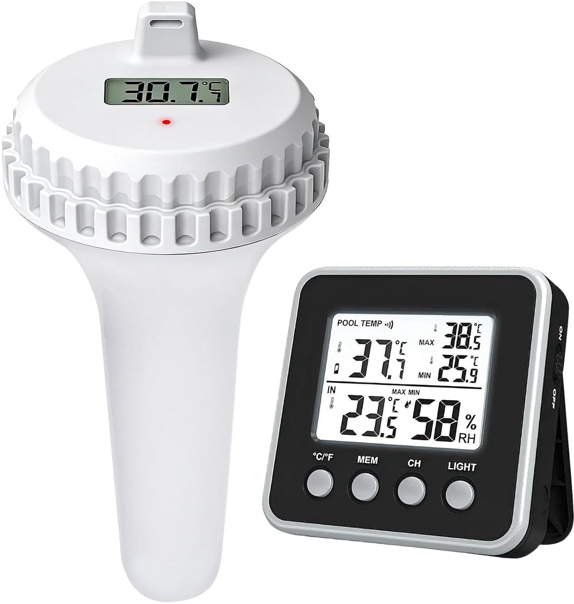 radiografische zwembadthermometer, drijvende thermometer, waterthermometer met buitensensor voor zwembaden, aquarium, badkuipen, vijver