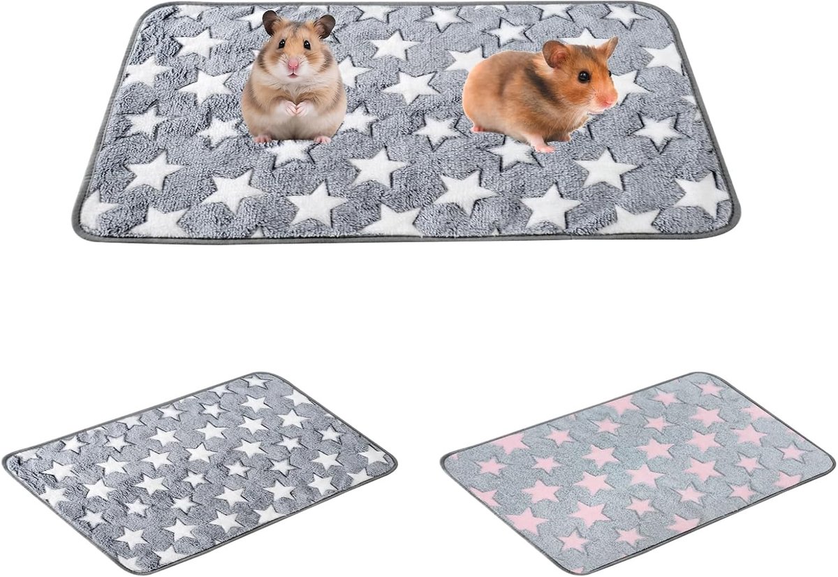 2 stuks herbruikbare absorberende PIPI pads voor cavia's kooi, kleine dieren, PIPI pad, herbruikbare slaapmat, absorberende kooiinlegzolen voor cavia's (sterren, 60 x 40 cm)
