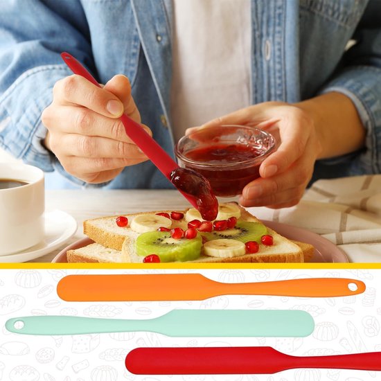 Spatels 24 cm lang handvat food grade siliconen spatels voor bakken hoge hittebestendige anti-stick jamverspreider veelkleurige schrapers voor keuken pot blender cake glazuur — afbeelding 5