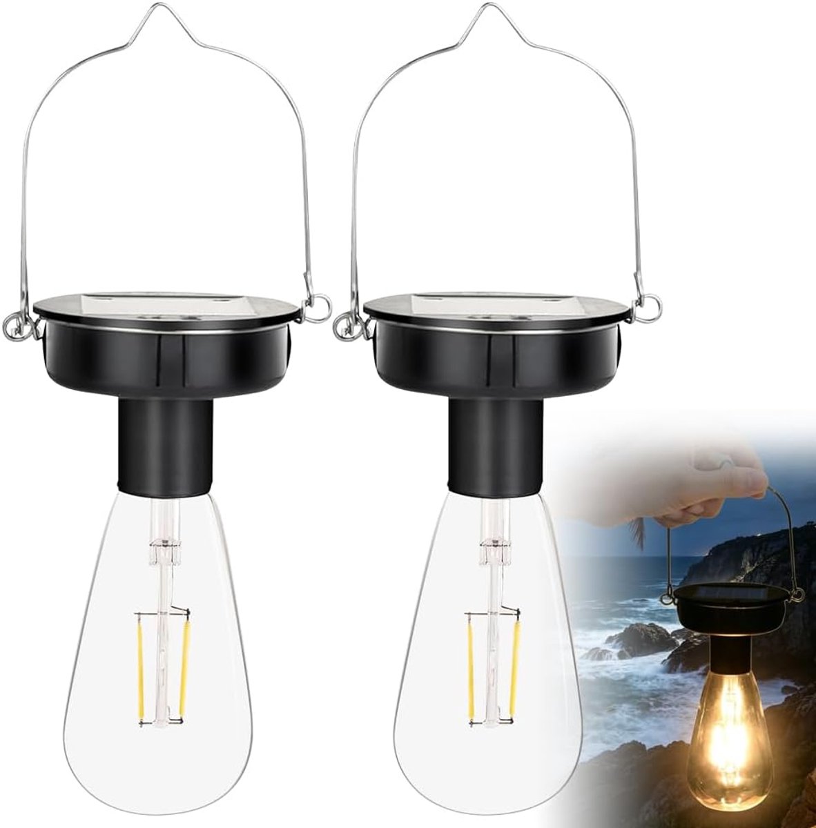 Gloeilampen op zonne-energie voor buiten, 8 cm, 2 stuks, reservelampen op zonne-energie, waterdicht, voor buitendecoratie, vervangend zonnepaneel voor tuinverlichting