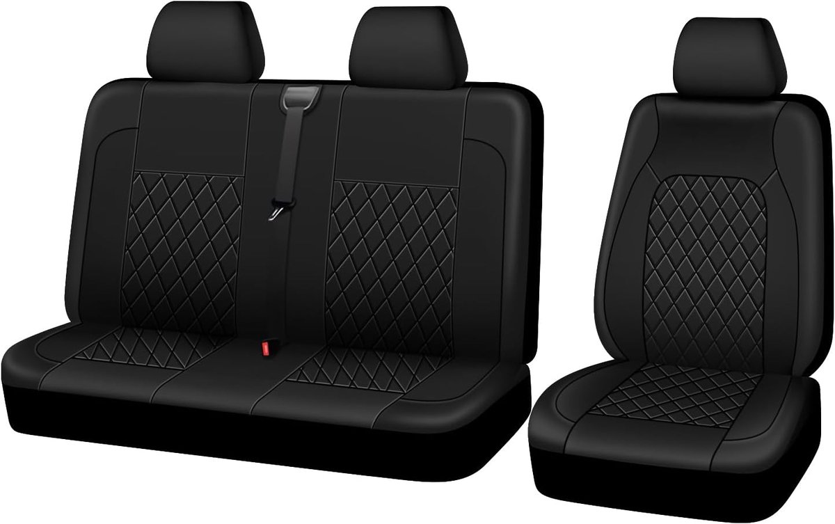 Stoelhoezen voor bestelwagens, universele pasvorm voor de meeste trucks, bestelwagens, vrachtwagens, PU-leren voorstoelhoes, enkele en dubbele passagiersstoelhoes, accessoires 2+1