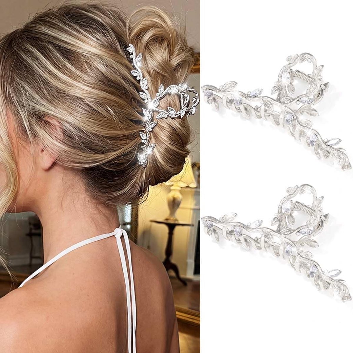 elegante haarspeld met strass-steentjes, haaraccessoires voor dames (verpakking van 2)