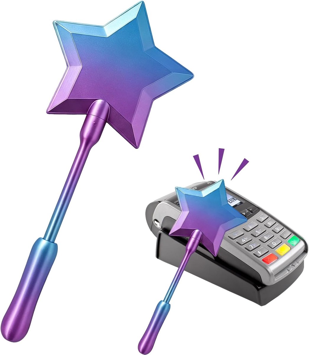 3D-creditcardtoverstaf voor contactloos betalen, bankpashouder, sterdesign, innovatief betalingsaccessoire voor raves, cosplay en grappen, origineel cadeau, Blauw-paars, 1, 1 stuks
