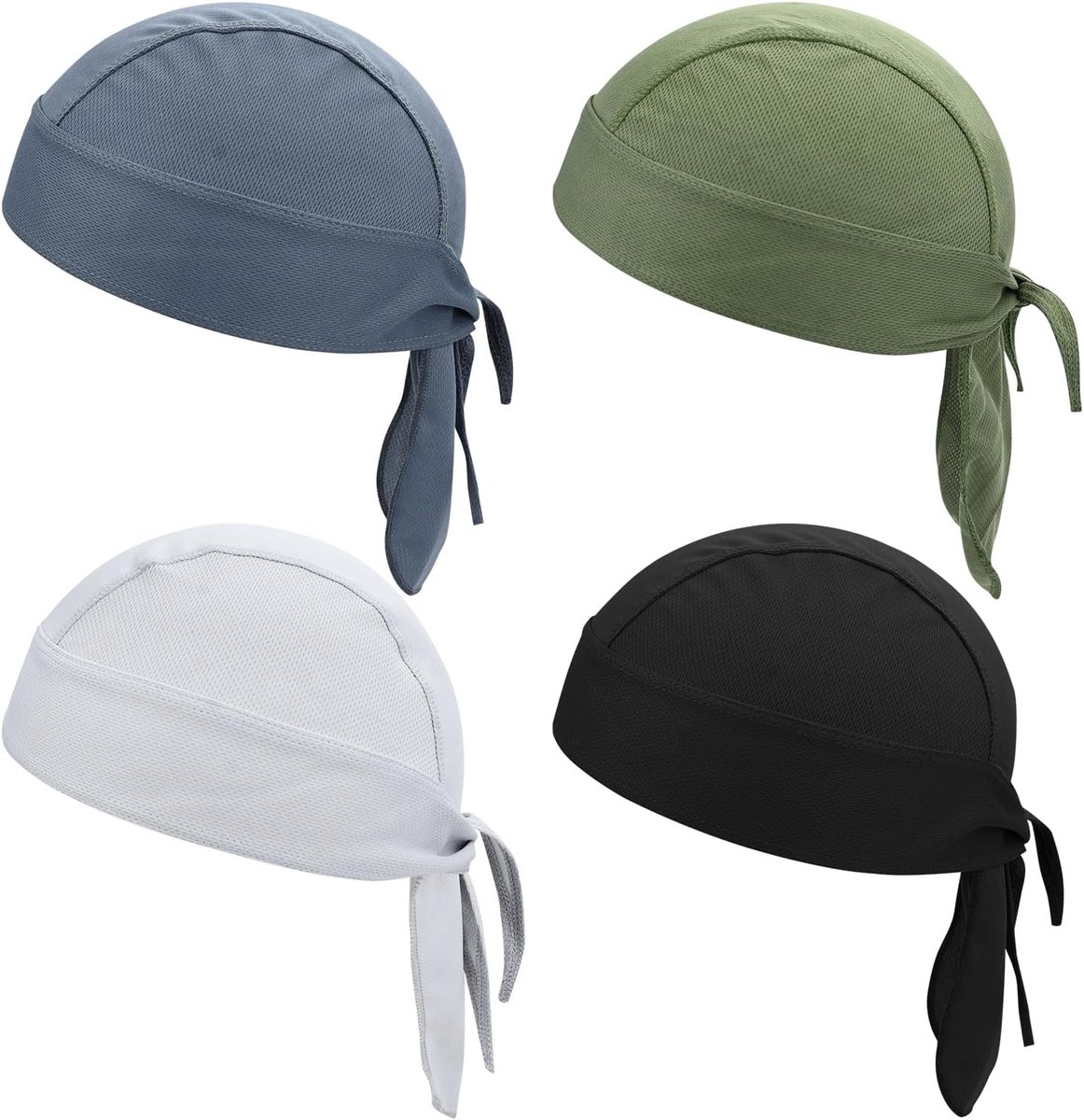 Set van 4 bandana's voor mannen, sport ademende fietspet, zonnebescherming, hoofdband, hoed, bandana voor buiten, klimmen, hardlopen, wandelen, Meerkleurig, 1