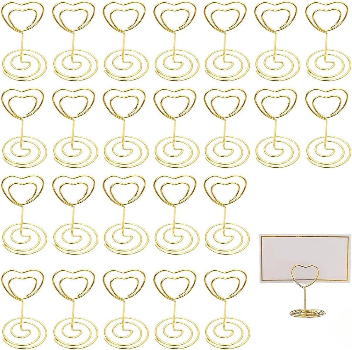 Tafelnummer- en kaarthouder | 24 harten | fotohouder voor bruiloften, feesten, evenementen, menuhouder, naam en foto's, elegante decoratie voor restaurants en kantoor.