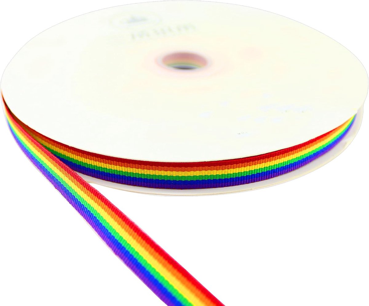 LGTB Regenboog Trots 50 meter Breedte 1 cm Stof voor armbanden en Handwerk Stof Band (Regenboog 50m/1cm)