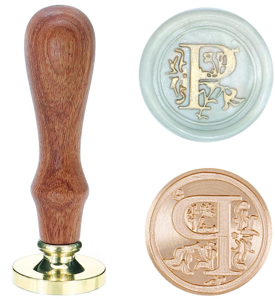 Zegel Stempel Alfabet Letters P 25mm Initialen Vintage Zegelwas Stempels Messing Kop met Verwijderbare Houten Handvat voor Scrapbooking, Bruiloftsuitnodiging, Cadeaupapier, Envelop