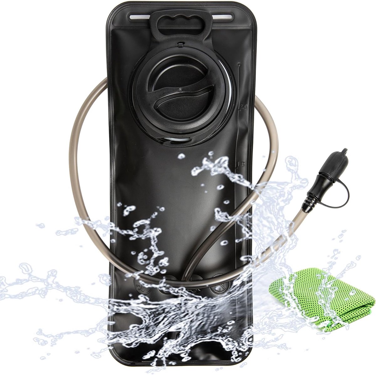 Hydratatieblaas 2 liter lekvrij waterreservoir, waterzakje hydratatiepakket vervanging voor fietsen, wandelen, kamperen, jagen, hardlopen, zwart