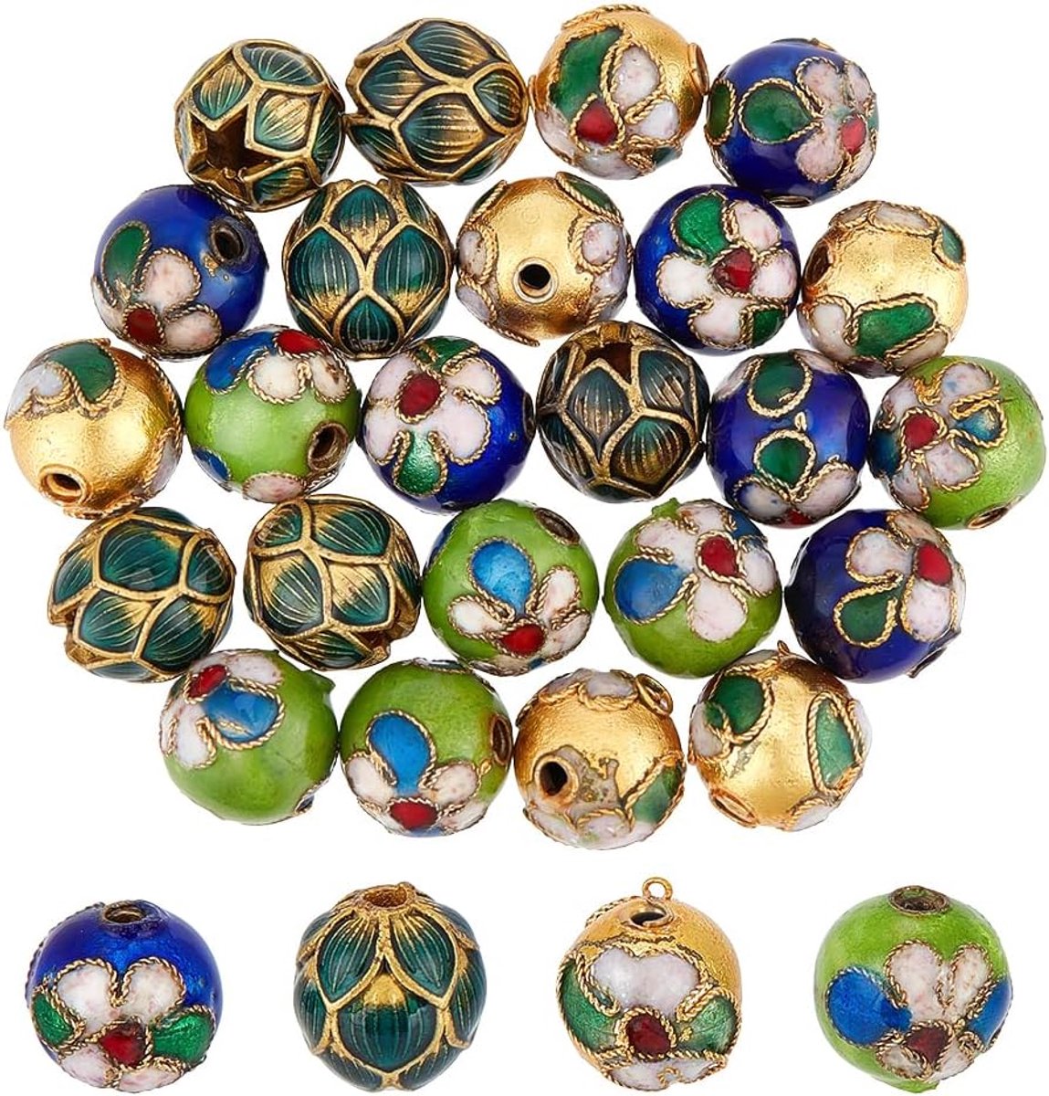 PandaHall 24Pcs 10Mm Messing Cloisonne Kralen Gemengde Kleur Steen Kralen Sieraden Maken Levert Voor Armband Ketting Craft DIY Geschenken
