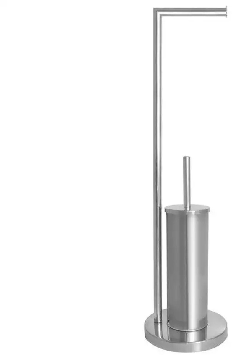 Chroom Toiletrolhouder met borstelhouder - AWD Interieur