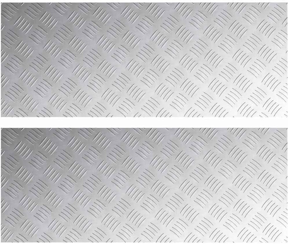 Trap Treed Rechthoekig 2 Stuks Zilver 100x40 cm Aluminium | Checkerplate ontwerp, antislip, voor binnen en buiten, duurzaam, eenvoudig onderhoud