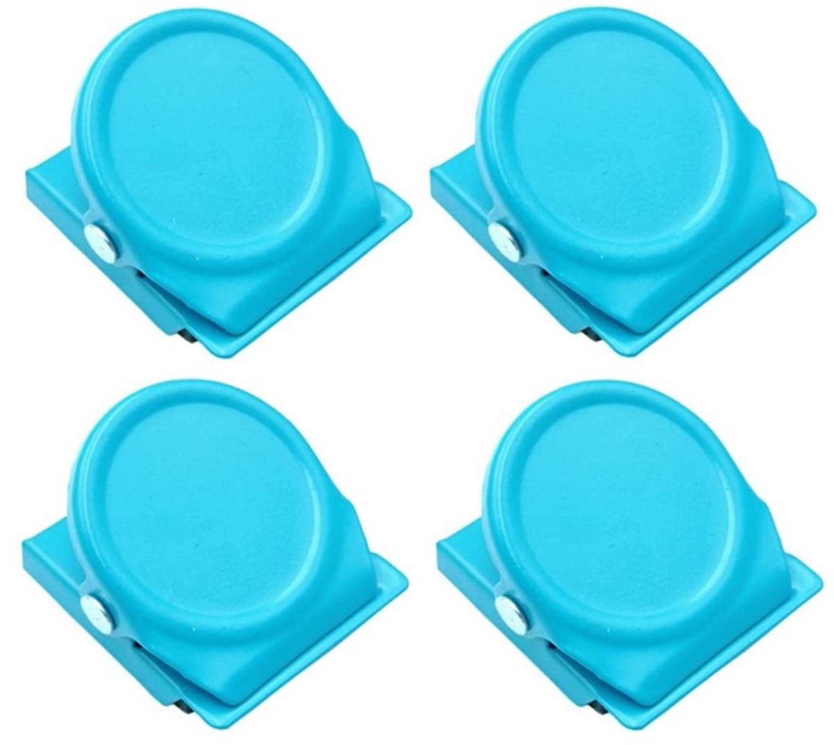 4x magneetclips - Magneetklemmen - Koelkast clips - Magnetic clips - Whiteboard clips - Koelkast memo's - Foto klemmen - Notitieclips - Kantoor benodigdheden - Metaal - Blauw - Jonyx