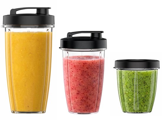 Tomado TTB0541B - Blender - Blender to go - 3 drinkbekers en drinkdeksels - 2 drinkringen - Zwart van Tomado — afbeelding 2