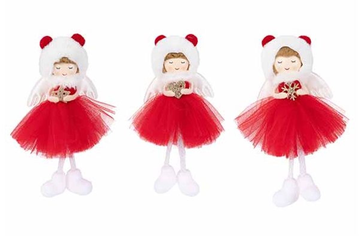 Hanger Angel Girl 3ass Rood 10x10xh16cm Polyester
