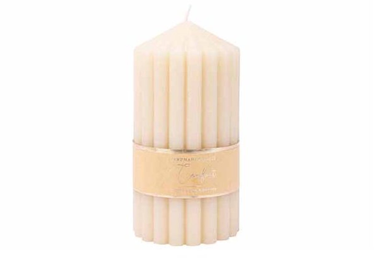 Kaars Ribble Beige 7x7xh14cm