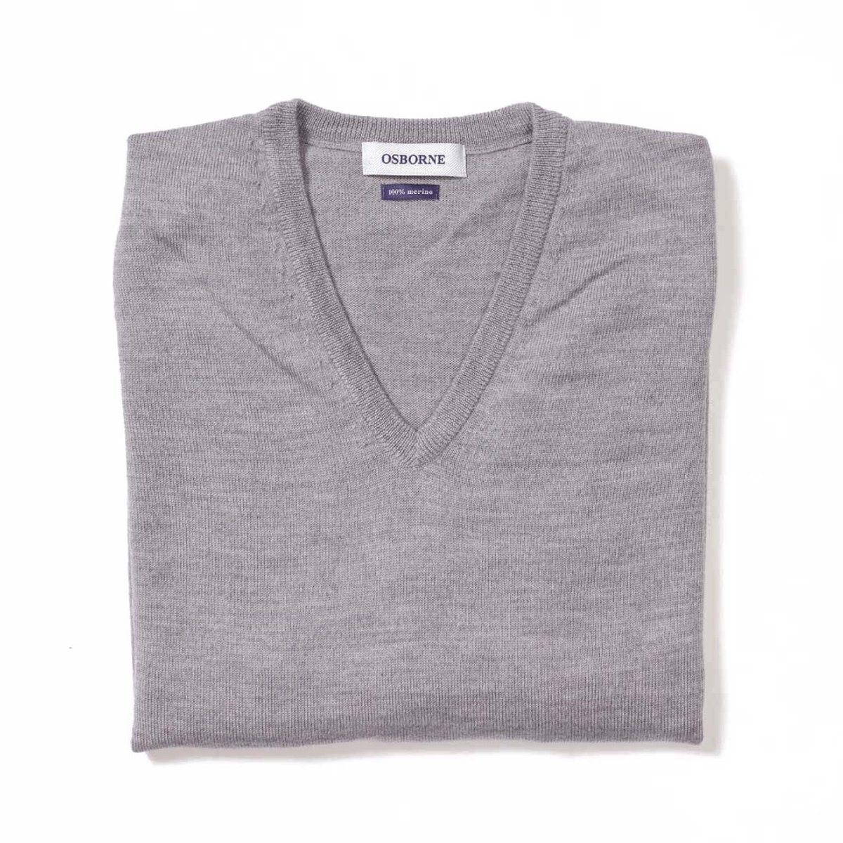 Osborne Knitwear Trui met V hals - Merino wol - Dames - Light Grey - 2XL