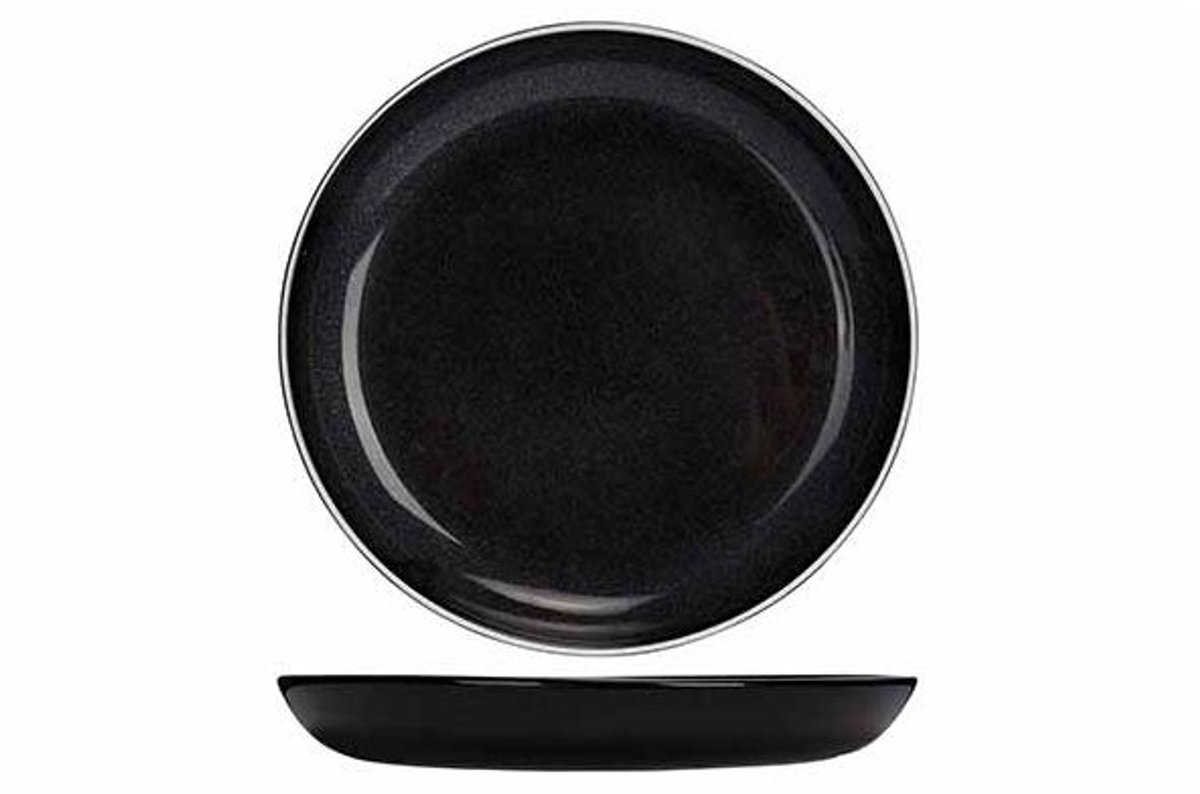 Titanium Black Plat Bord D23cm Met Wit Randje