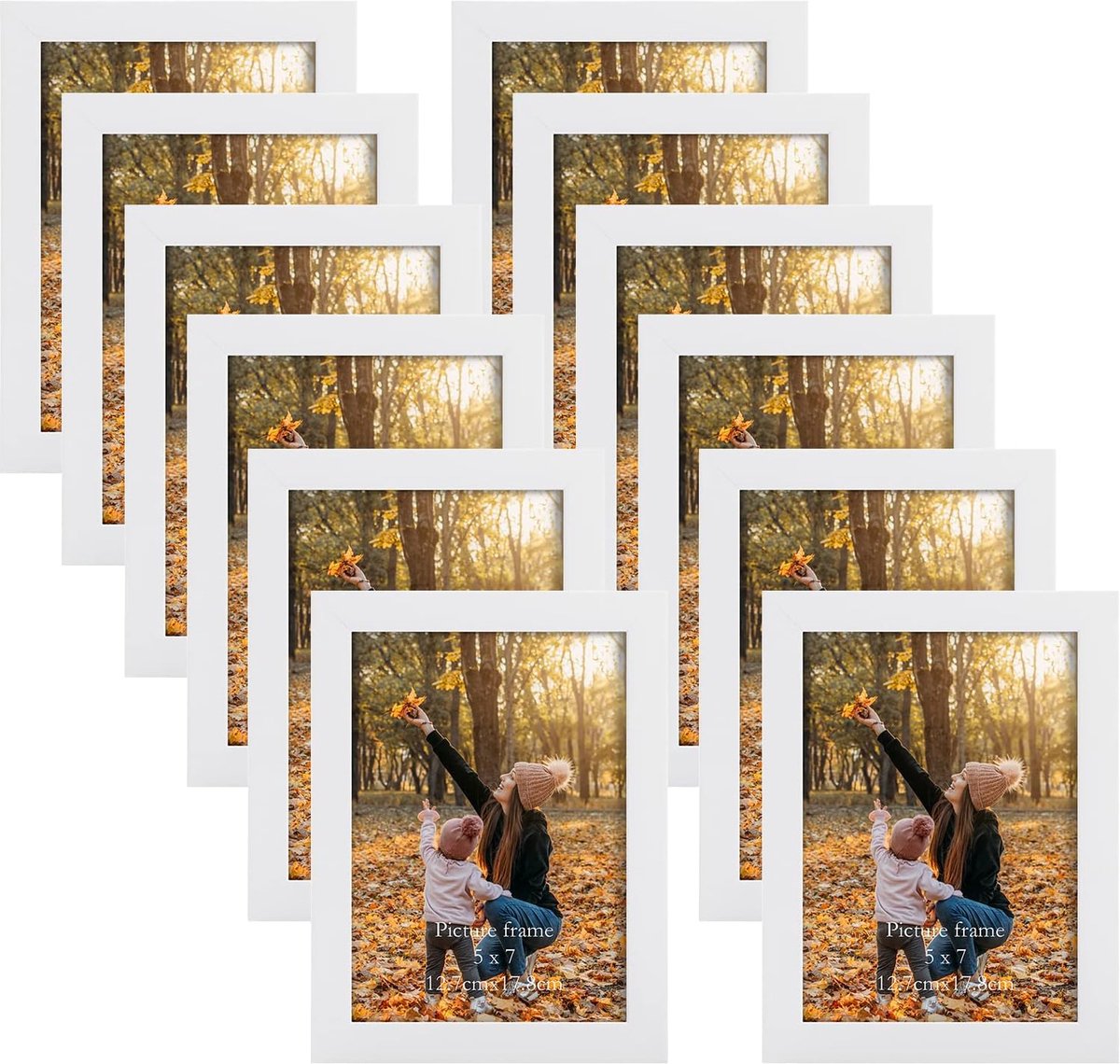Lijsten 13x18 met witte houtnerf frame, witte fotolijst collage set voor wand- of tafelstandaard