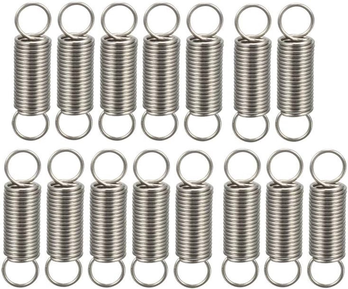 sourcing map 5 stuks. Roestvrijstalen kleine dubbele haak spanveer springveer vervanging 1,2 x 10 x 50 mm 0.4x4x15mm-15pcs