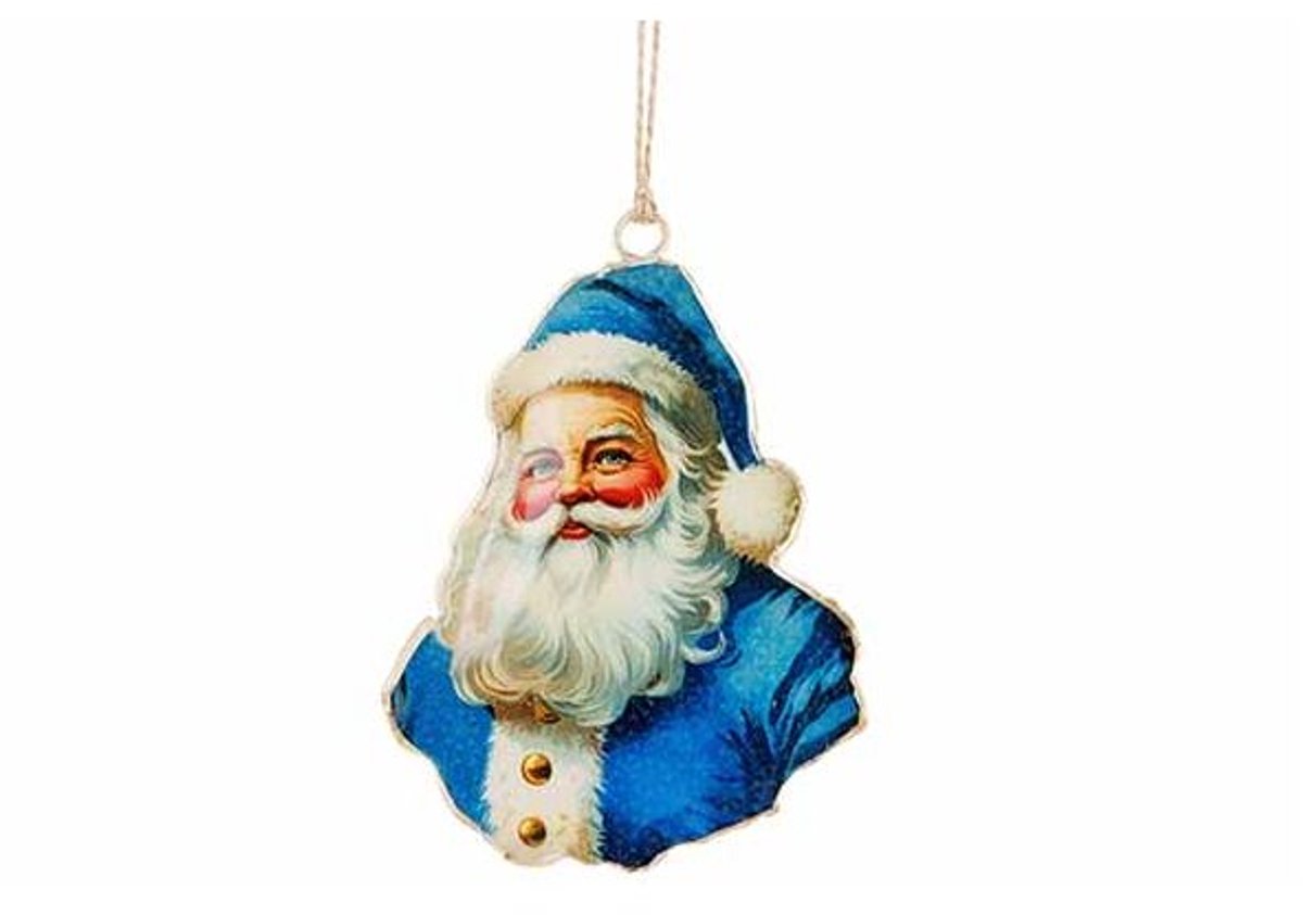 Hanger Vintage Santa Blauw 8x1xh11cm Ijz Er