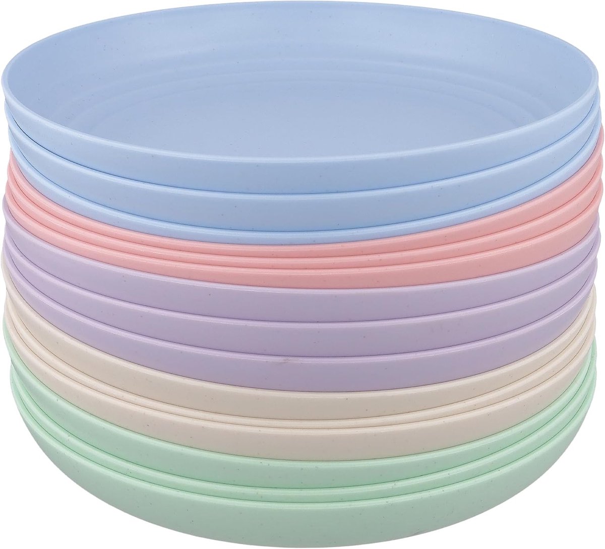 15 stuks plastic borden, ontbijtborden, 23 cm, kunststof, rond, in 5 kleuren, herbruikbare taartborden, campingborden voor dagelijks gebruik en outdoor