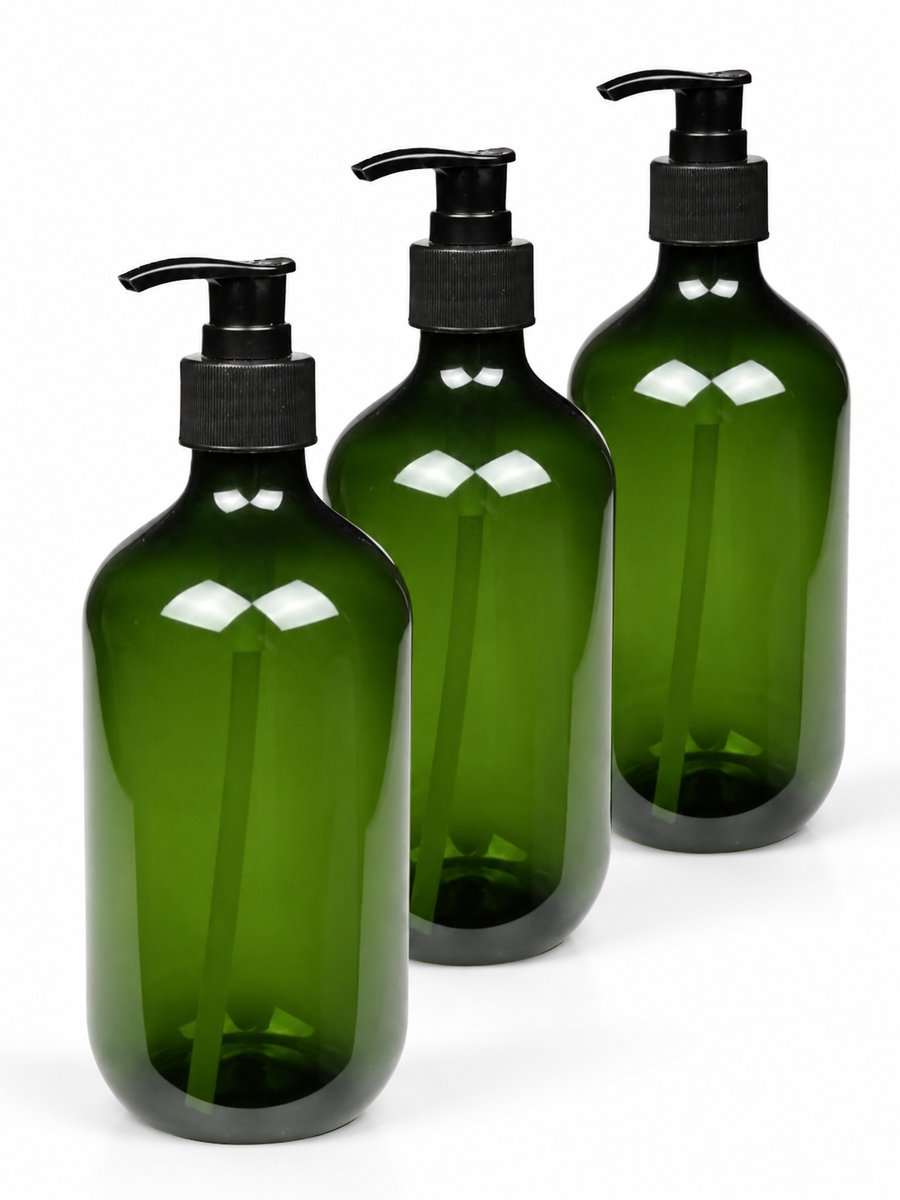 Benson zeepdispenser - zeeppompje - hervulbaar - groen kunststof - 500ml - 3 stuks