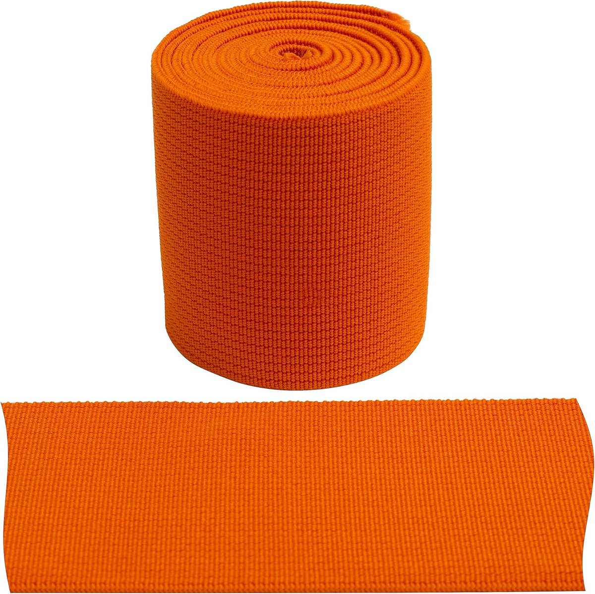 - C67422 - elastisch plat geweven 1 meter - breedte 50 mm - kleur oranje - polyester en latex - confectie korte goederen naaien kleding stof riem broek rok