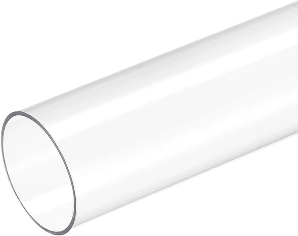 sourcing map Kunststof buis stijve polycarbonaat ronde buis helder 30 mm binnendiameter 1,3 inch (32 mm) buitendiameter 245 mm hoog effect voor verlichting modellen waterleidingen
