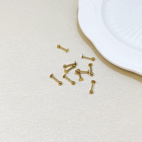 Studs 6mm 8mm 10mm 12mm Rvs Platte Terug Helix Tragus Kraakbeen Oorbel Studs Piercing Zilver Zwart Goud — afbeelding 4