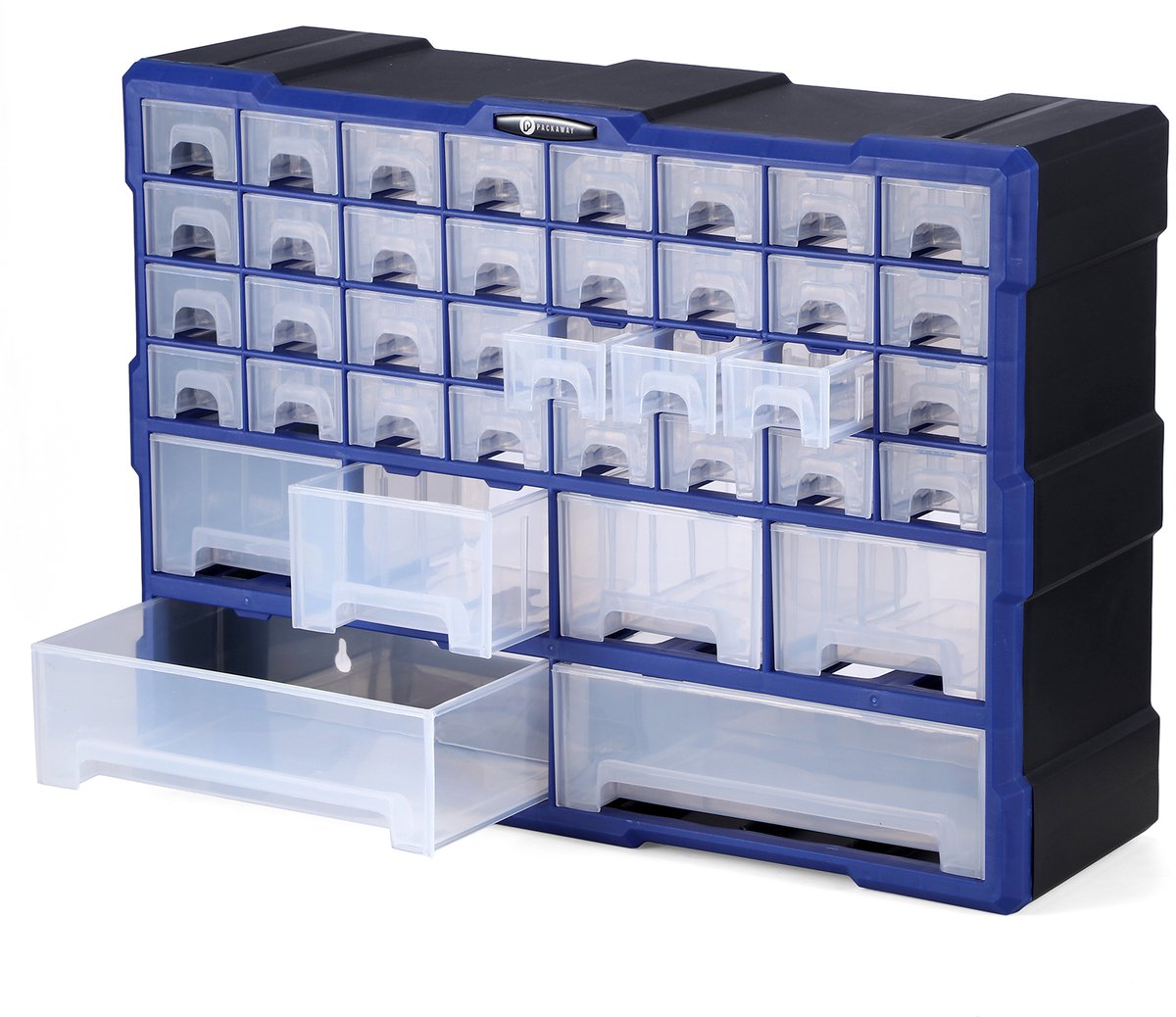 Packaway laden kast - assortiments kast en opberg systeem - 38 laden - blauw en zwart