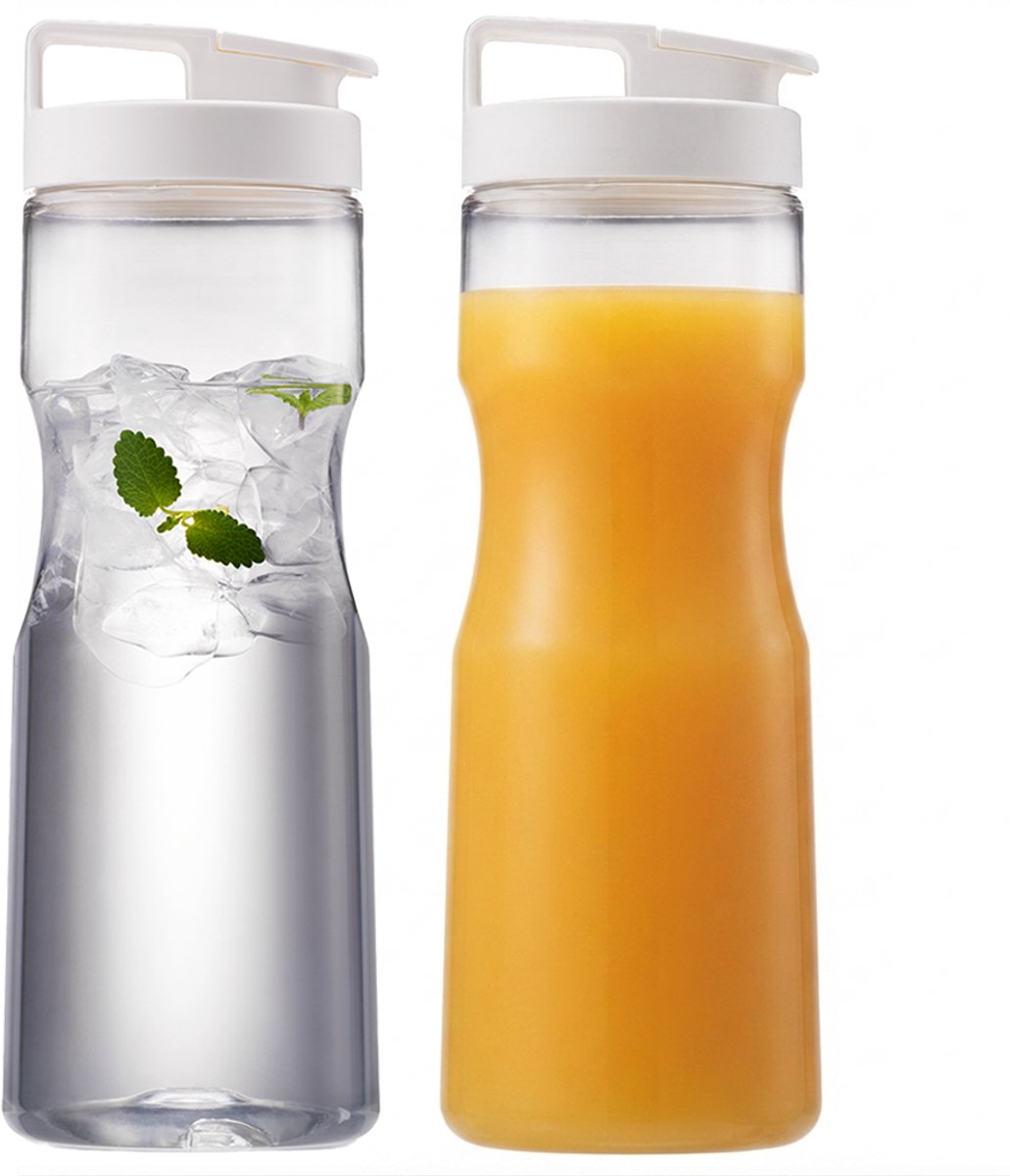 Lock&Lock Waterkan met deksel - Schenkkan - Limonadekan - Sapkan - Waterkaraf - Set 2 stuks - 1.5 Liter - Kunststof - BPA vrij - PFAS vrij - Lekvrij - Transparant