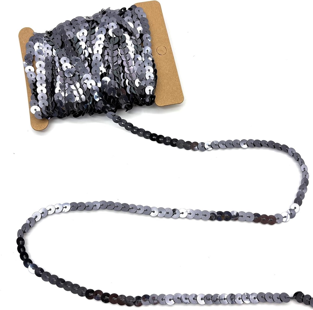 Pailletten, 6 mm, met glitter, platte pailletten, decoratieve pailletten, platte versieringen (zwart)