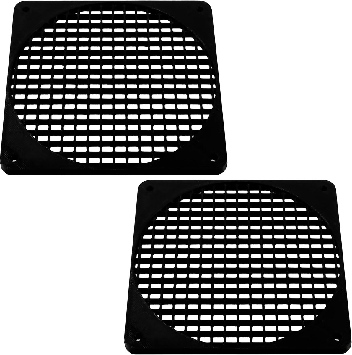 Set van 2 kunststof ventilatorroosters 120x120 mm voor PC-computers, printers, audiovisuele apparaten, multimediaprojectoren/kleur zwart